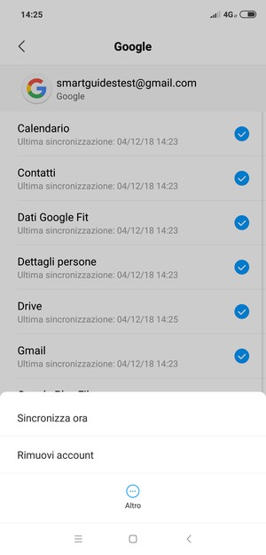 Seleziona Sincronizza ora