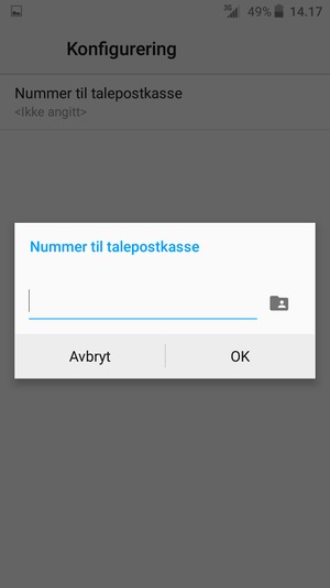 Skriv inn Nummer til talepostkasse og velg OK