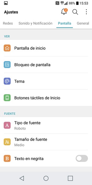 Seleccione Pantalla y Bloqueo de pantalla