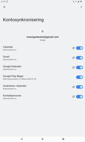Dine oplysninger vil blive synkroniseret