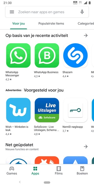 Selecteer de zoekbalk