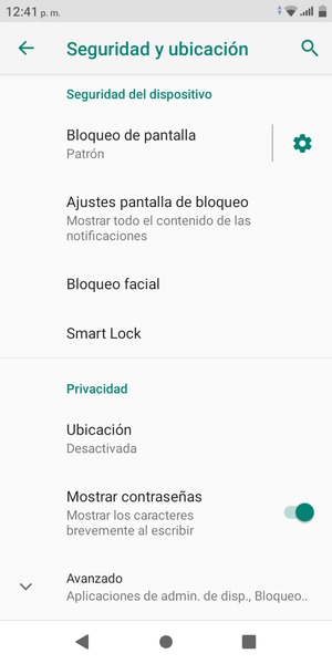 Para cambiar el PIN de la tarjeta SIM, desplácese y seleccione Avanzado