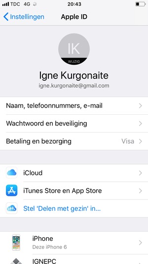 Selecteer iCloud