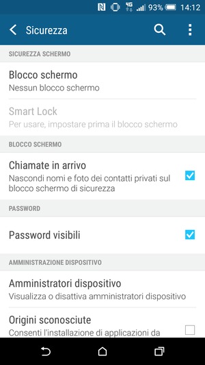 Seleziona Blocco schermo