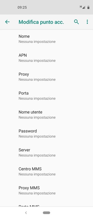 Inserisci le informazioni di Internet