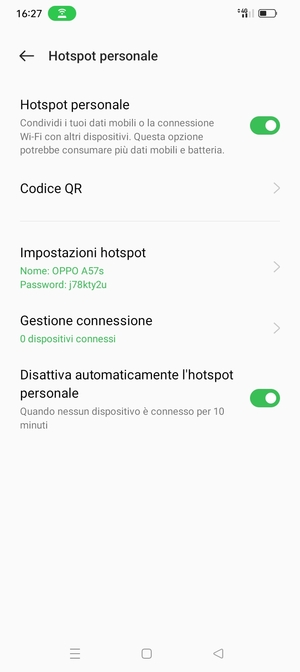 Il telefono è ora pronto per essere usato come modem