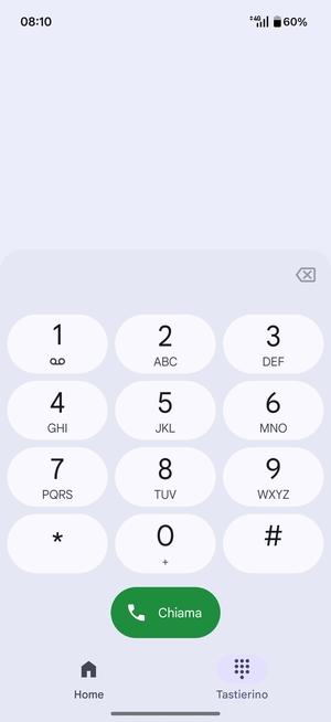 Premi e tieni premuto il numero 1