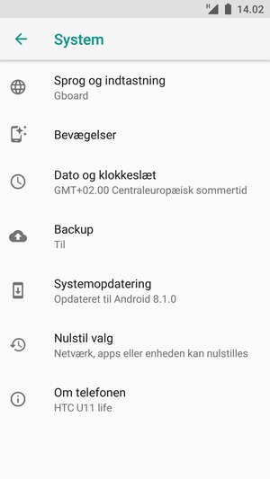 Vælg Systemopdatering