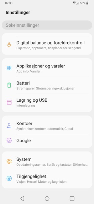 Bla til og velg System