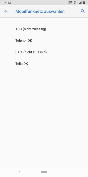 Wählen Sie einen Netzbetreiber von der Liste