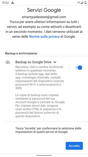 Seleziona Accetto