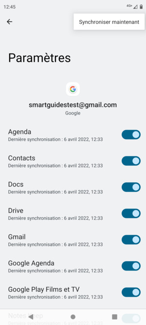 Sélectionnez Synchroniser maintenant