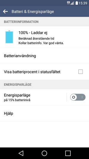 Aktivera Energisparläge
