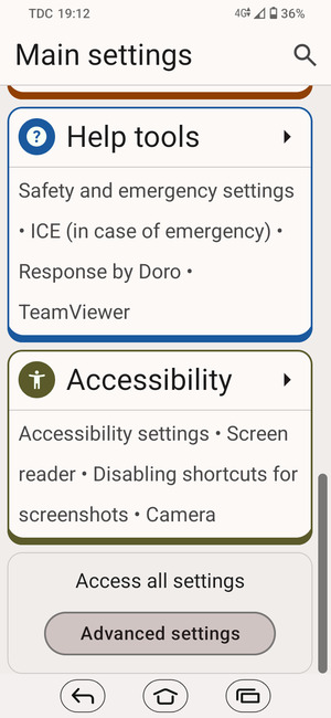 Scroll to and select Advanced settings