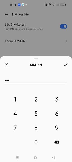 Skriv inn Gjeldende PIN-kode for SIM-kort og velg OK