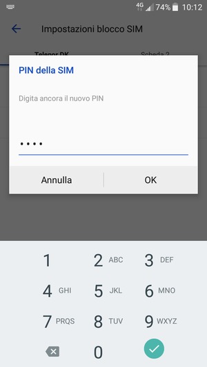 Conferma il nuovo PIN e seleziona OK