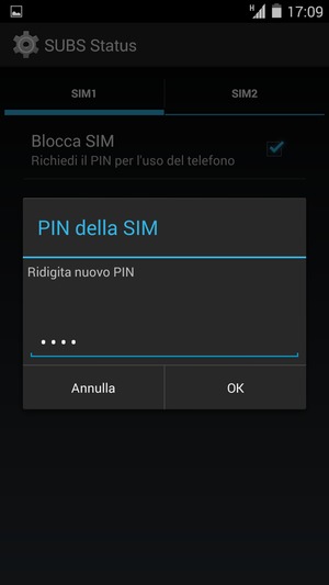Conferma il nuovo PIN della SIM e seleziona OK