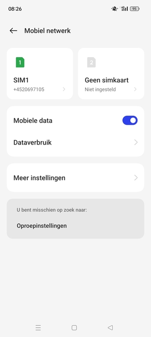 Selecteer SIM1 of SIM2
