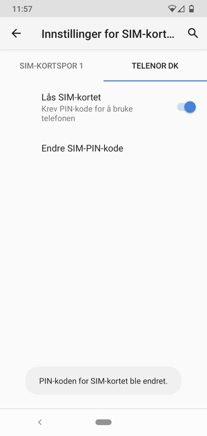 Din PIN-kode for SIM-kort er endret