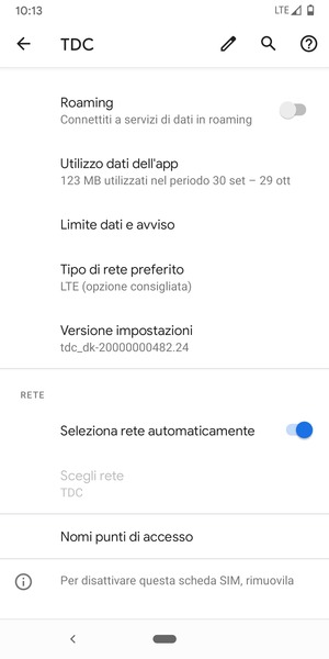 Seleziona Nomi punti di accesso