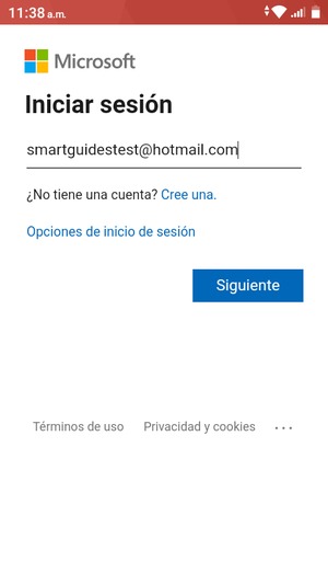 Introduzca su Dirección de correo electrónico y seleccione Siguiente