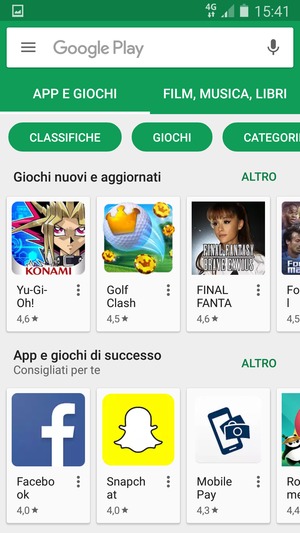 Seleziona la barra di ricerca