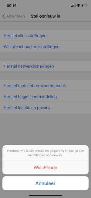 Selecteer Wis iPhone