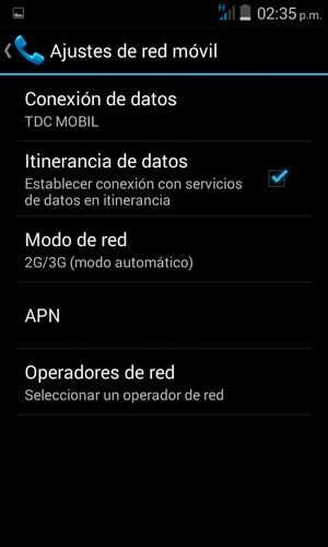 Activar o desactivar Itinerancia de datos