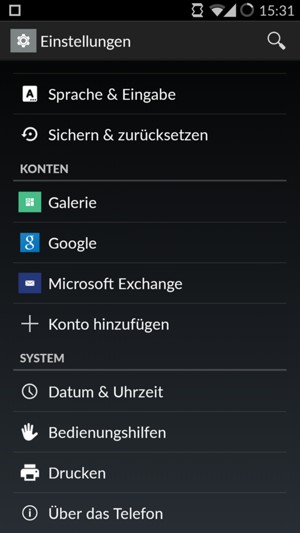 Scrollen Sie und wählen Sie Über das Telefon