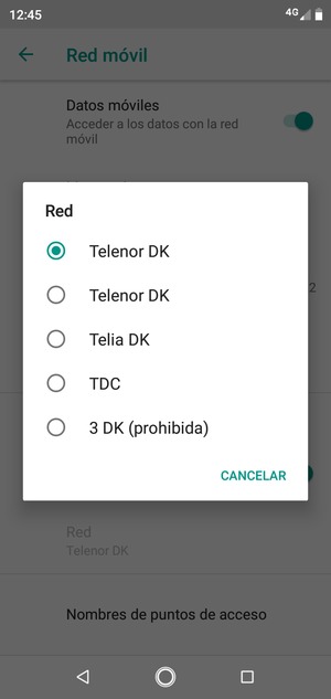 Seleccione un operador de red de la lista