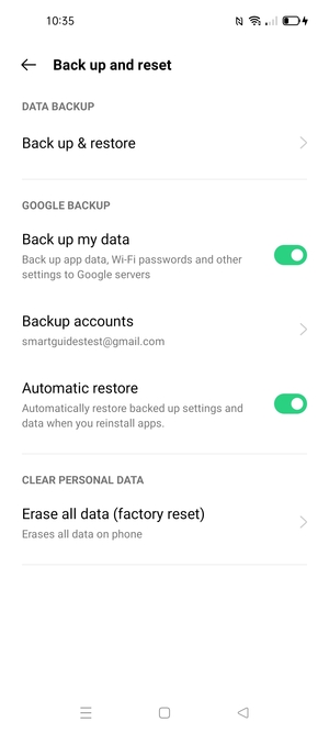Select Backup accounts