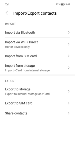 Select Import from SIM card