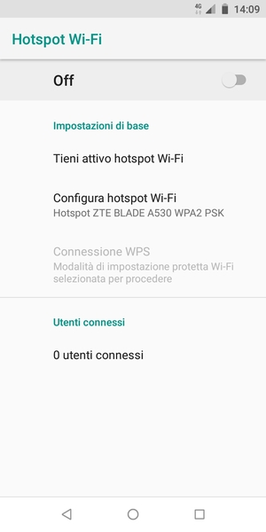 Seleziona Configura hotspot Wi-Fi