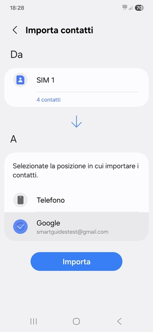 Seleziona Importa