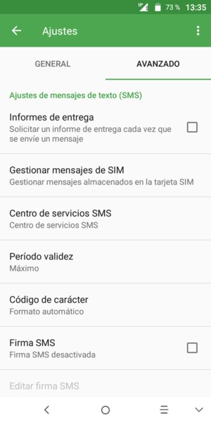 Seleccione Centro de servicios SMS