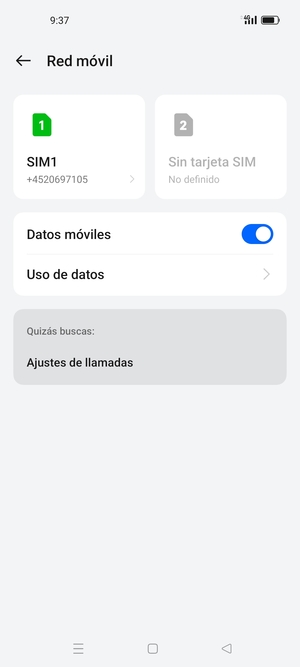 Seleccione SIM1 o SIM2