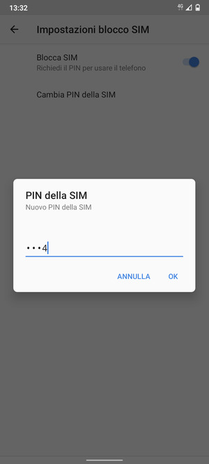 Inserisci Nuovo PIN della SIM e seleziona OK