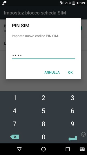 Inserisci Nuovo codice PIN SIM e seleziona OK