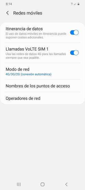 Activar o desactivar Itinerancia de datos