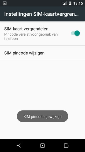 Uw SIM pincode is gewijzigd