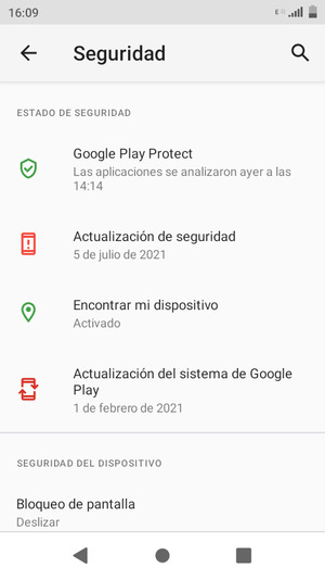 Seleccione Bloqueo de pantalla