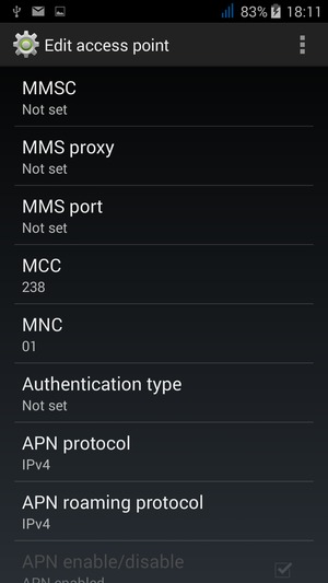 Scroll down and enter MMS information