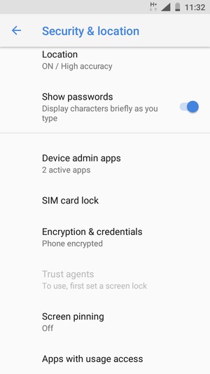 Scroll to and select SIM card lock