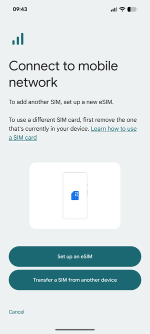 Select Set up an eSIM