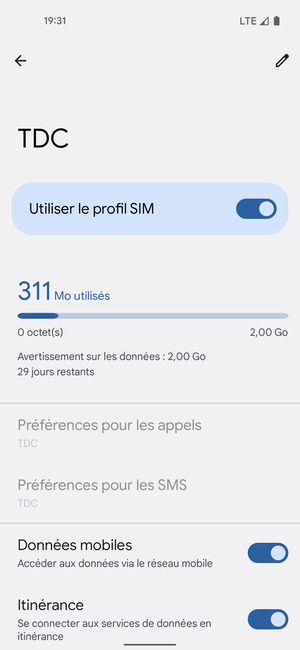 Activer ou désactiver Itinérance