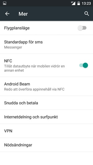Välj Internetdelning och surfpunkt