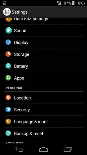 Scroll to and select Backup & reset