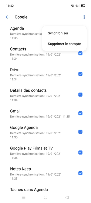 Sélectionnez Synchroniser
