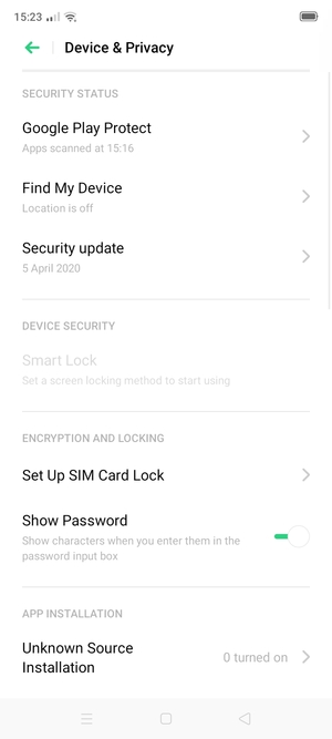 Scroll to and select Set Up SIM Card Lock