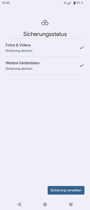 Wählen Sie Sicherung verwalten